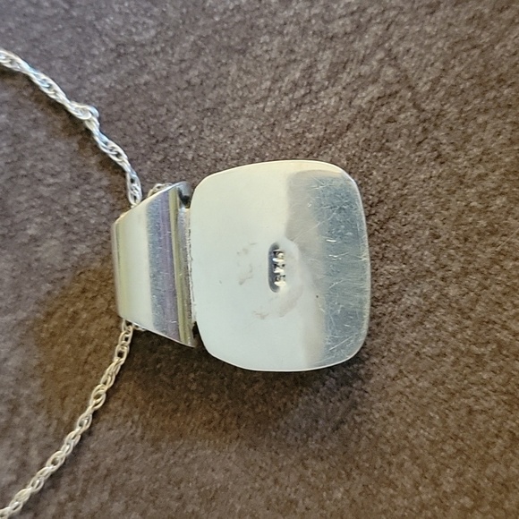 Sterling Silver Western Turquoise Gem Pendant Chain Necklace - Picture 4 of 4